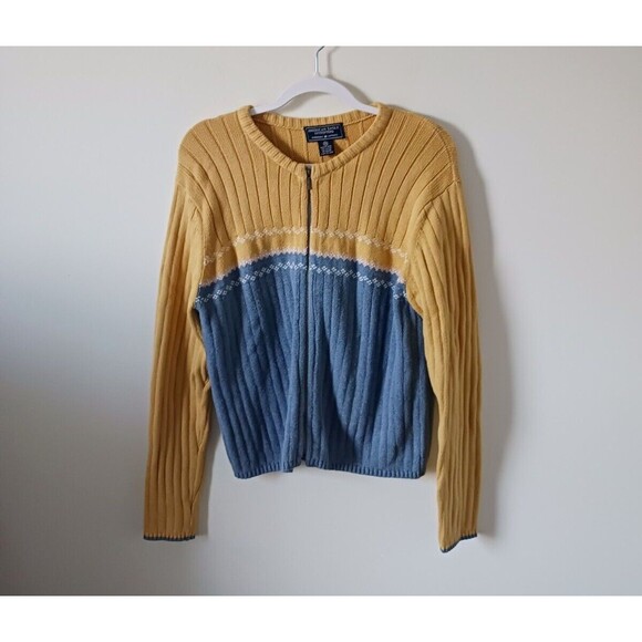 American Eagle Outfitters Other - American Eagle Mens Knit Cardigan Sweater Full Zip Blue Yellow Size M